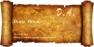 Dupp Anna névjegykártya